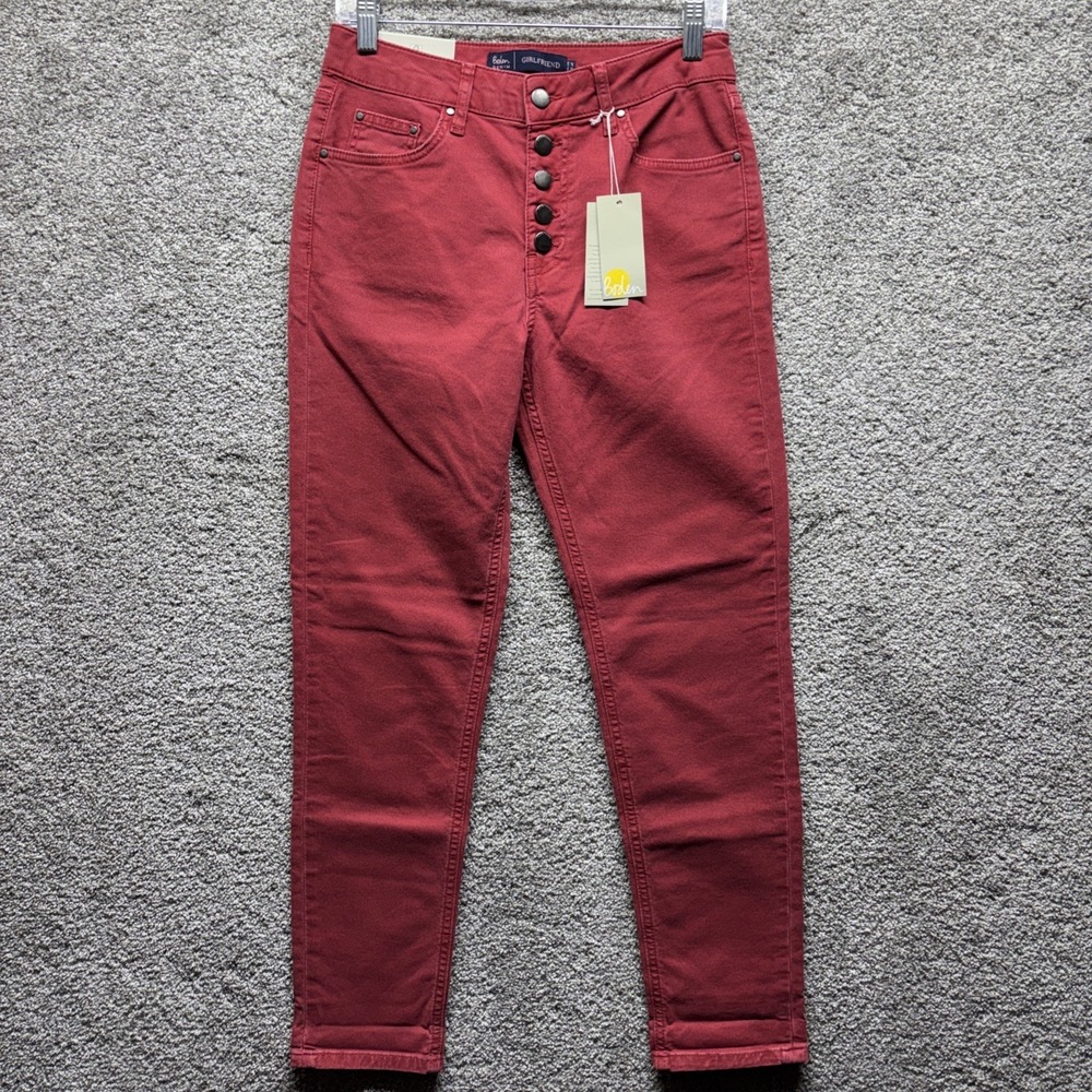 Boden Girlfriend Tapered Jeans Womens Size US 6R UK 10R 29x29 Red Denim Mid NWT